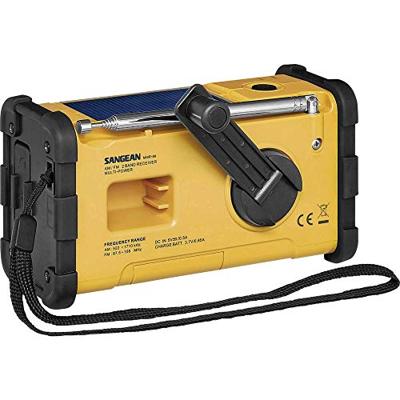 Sangean MMR-88 Outdoorradio VHF (FM), Middengolf Noodradio Acculaadfunctie, Zaklamp, Oplaadbaar, Handslinger, Zonnepaneel Zwart, Geel
