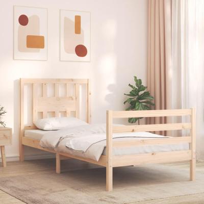 Bedframe met hoofdbord massief hout