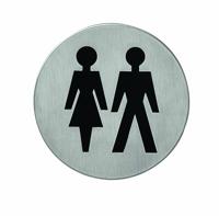 Intersteel pictogram dames- en herentoilet zelfklevend rond - RVS - thumbnail