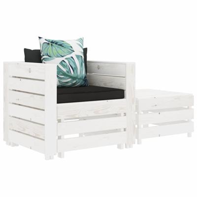 vidaXL 2-delige Loungeset met bloemenkussens hout