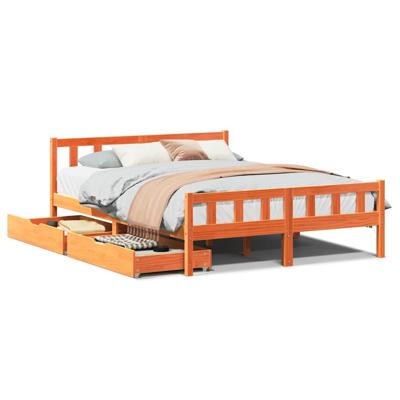 Bedframe zonder matras massief grenenhout wasbruin 160x200 cm