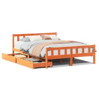 Bedframe zonder matras massief grenenhout wasbruin 160x200 cm - thumbnail