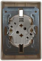 Dubbele Gira wandcontactdoos met randaarde en kinderbeveiliging zuiverwit glanzend 078303 - thumbnail