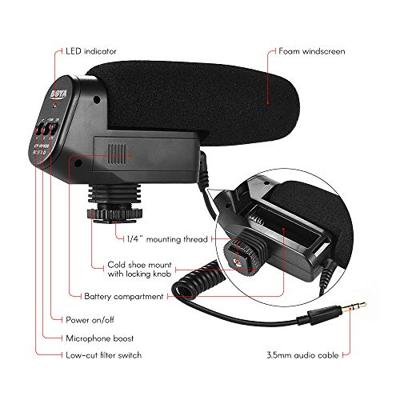 Boya BY-VM600 condensatormicrofoon voor DSLR-camera's, zwart