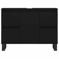 Badkamerkast 80x33x60 cm bewerkt hout zwart - thumbnail