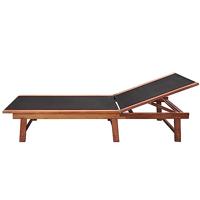 Ligbedden 2 st met tafel massief acaciahout en textileen - thumbnail