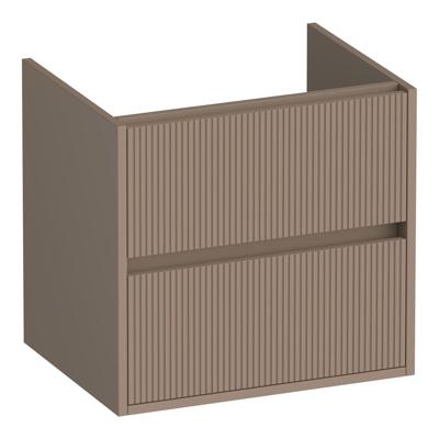 Brauer Adore Wavy - Onderkast - 60 cm - met 2 Softclose Lades Greeploos en 1 Sifon Uitsparing - Mat Mokka