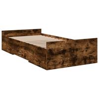 Bedframe met lades bewerkt hout gerookt eikenkleurig 90x200 cm - thumbnail