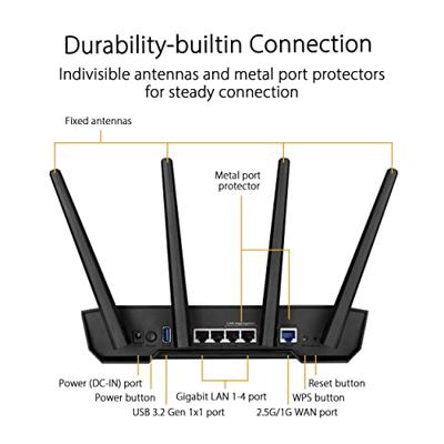 Router Asus TUF Gaming AX3000 V2 Wit Zwart USB RJ45 Ethernet LAN USB 3.2 Wi-Fi