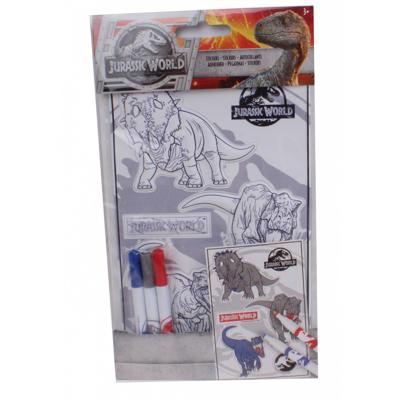 Slammer Jurassic World inkleur stickers 3D blauw/rood/grijs Slammer Jurassic World inkleur stickers 3D blauw/rood/grijs