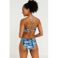 BEACHWAVE tie-dye bikinibroekje blauw/wit - thumbnail