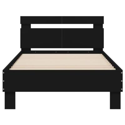 Bedframe met hoofdbord en LED-verlichting zwart 100x200 cm