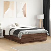 Bedframe bewerkt hout bruin eikenkleur 120x190 cm - thumbnail