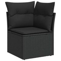 10-delige Loungeset met kussens poly rattan zwart - thumbnail