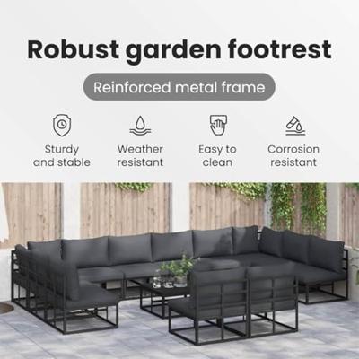 Tuinbankenset met kussen 13 pcs Zwart Aluminium