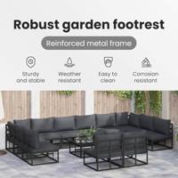 Tuinbankenset met kussen 13 pcs Zwart Aluminium - thumbnail