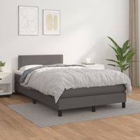 Boxspring met matras kunstleer grijs 120x190 cm - thumbnail