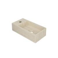 Fontein INK Versus 36x18x9cm Hardsteen Links Met Kraangat Mat Travertin - thumbnail