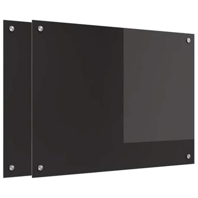 VidaXL Keuken achterwand 2 pcs zwart 80 x 60 cm gehard glas