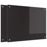 VidaXL Keuken achterwand 2 pcs zwart 80 x 60 cm gehard glas - thumbnail