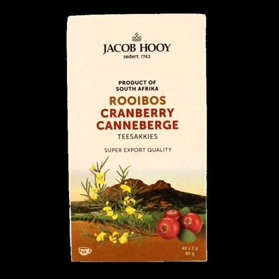 Jacob Hooy Rooibosthee cranberry 40 Zakjes