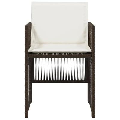 Tuinstoelen 4 st met kussens poly rattan bruin