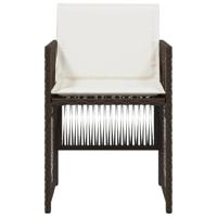 Tuinstoelen 4 st met kussens poly rattan bruin - thumbnail