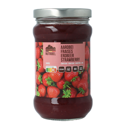 Nutribel Aardbeien confituur bio 340 Gram Nutribel Aardbeien confituur bio 340 Gram