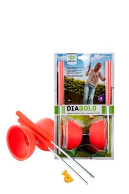 Diabolo rubber met alu stokjes rood
