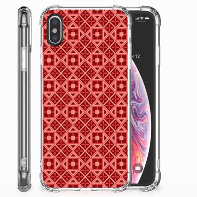 Apple iPhone X | Xs Doorzichtige Silicone Hoesje Batik Rood Apple iPhone X | Xs Doorzichtige Silicone Hoesje Batik Rood