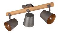 Trio SpotBell 3-lichts antiekgrijs met hout - 801900367 - thumbnail