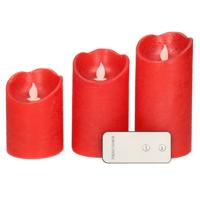LED Waving Kaarsen 3 Stuks + Afstandsbediening Rood - thumbnail