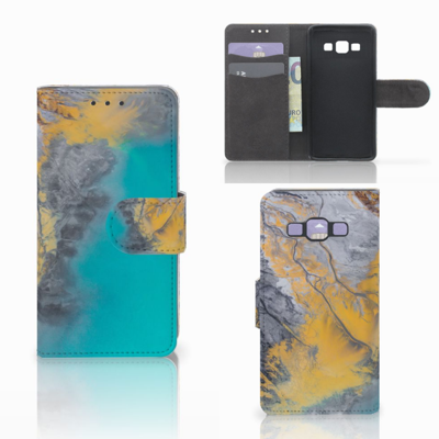Samsung Galaxy A3 2015 Bookcase Marble Blue Gold Samsung Galaxy A3 2015 Bookcase Marble Blue Gold