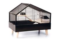 Beeztees Ayaz - Knaagdierkooi - Metaal - Houten poten - Zwart - 58x38x46 cm - thumbnail