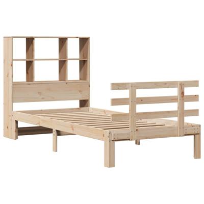 Bed met boekenkast zonder matras massief grenenhout 100x200 cm