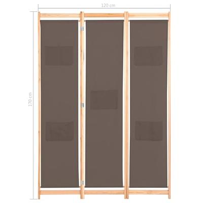 Kamerscherm met 3 panelen 120x170x4 cm stof bruin Kamerscherm met 3 panelen 120x170x4 cm stof bruin
