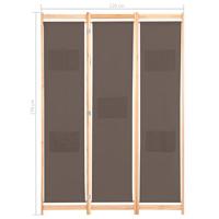 Kamerscherm met 3 panelen 120x170x4 cm stof bruin - thumbnail