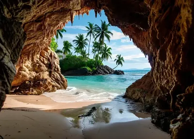 Alexsar Art Tuinschilderij cave beach 70x50cm