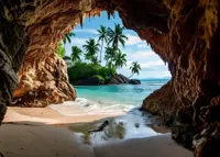 Alexsar Art Tuinschilderij cave beach 70x50cm - thumbnail