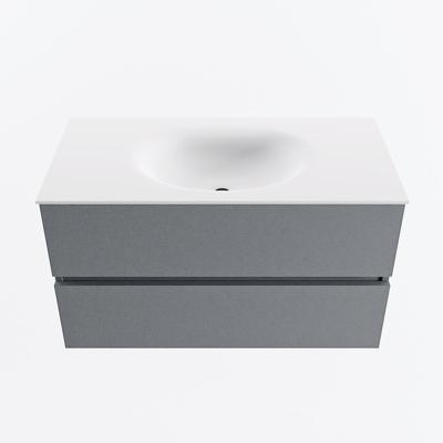 MONDIAZ VICA 90cm badmeubel onderkast Plata 2 lades. Wastafel MOON midden zonder kraangat, kleur Talc.