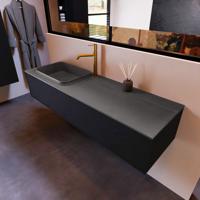 Badkamermeubelset Mondiaz Erin 150 cm met 1 Lade met RIDGE Wastafel Links Dark grey met 1 kraangat Greeploos Mat Urban - thumbnail