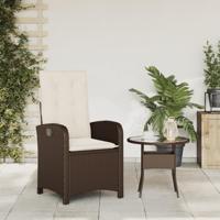 Tuinstoel verstelbaar met kussens poly rattan bruin - thumbnail