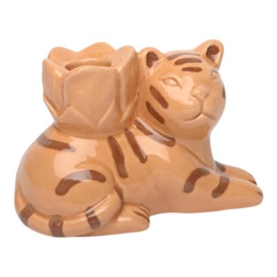 Kandelaar tijger crème 12,5x7,5x8,5cm