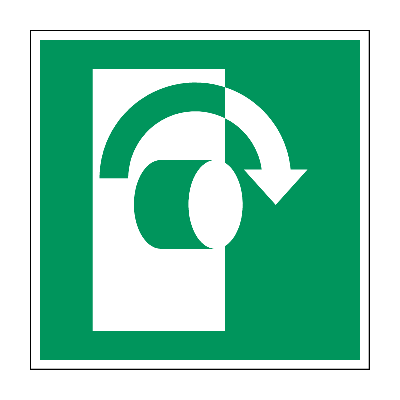 Draai in wijzerzin om te openen - 150 x 150 mm - Sticker