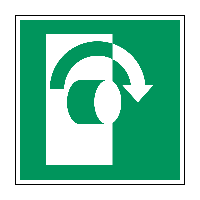 Draai in wijzerzin om te openen - 150 x 150 mm - Sticker - thumbnail