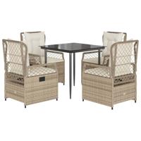 5-delige Tuinset met kussens poly rattan beige - thumbnail