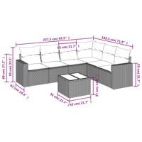 6-delige Loungeset met kussens poly rattan bruin - thumbnail