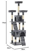 Kattenkrabpaal met sisal krabpalen 170 cm pootafdrukken grijs - thumbnail