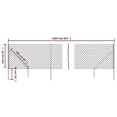 VidaXL Gaashek met grondankers 1,1x10 m groen