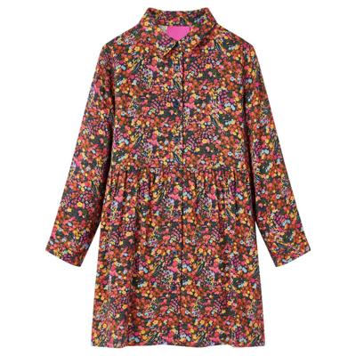 Kinderjurk met lange mouwen bloemenprint 116 meerkleurig